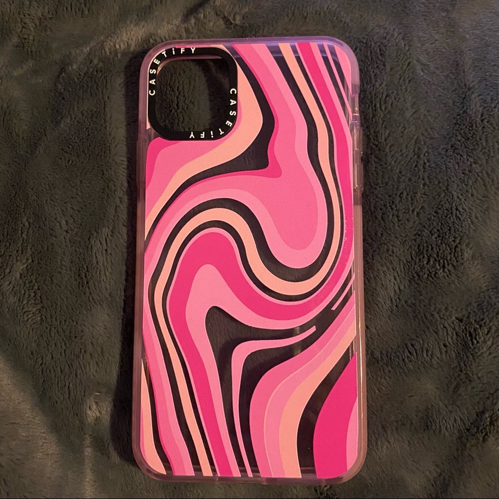 Casetify pink swirl case with purple bumper